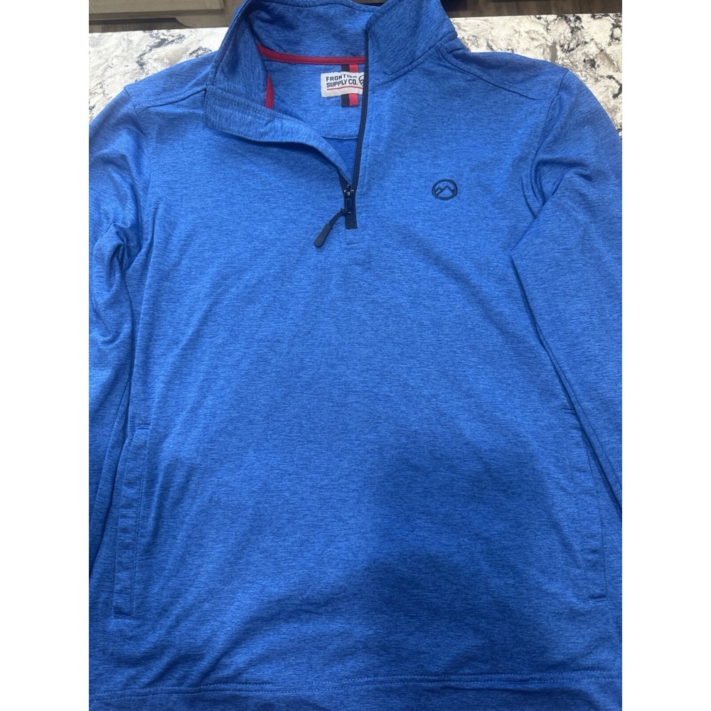 Frontier Supply Co. Mens 1/4 Zip Long Sleeve Pullover Blue Sz Med Jacket
